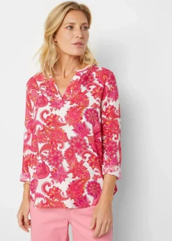 bonprix Bekleidung·Jacken & Mäntel|Nachhaltigere Materialien^Tunikabluse aus fließender Viskose pinklady/knallrosa/softorange paisley