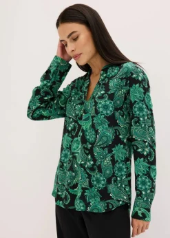 bonprix Blusen & Tuniken|Nachhaltigere Materialien^Tunikabluse aus fließender Viskose grün paisley