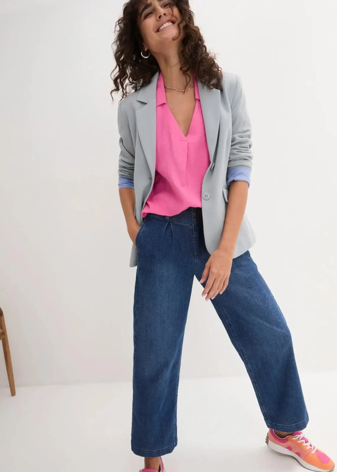 bonprix Bekleidung·Jacken & Mäntel|Blusen & Tuniken^Tunikabluse aus luftigem Leinen-Mix flamingopink