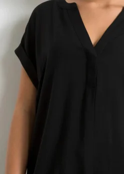 bonprix Bekleidung·Jacken & Mäntel|Nachhaltigere Materialien^Tunikabluse aus reiner Viskose schwarz