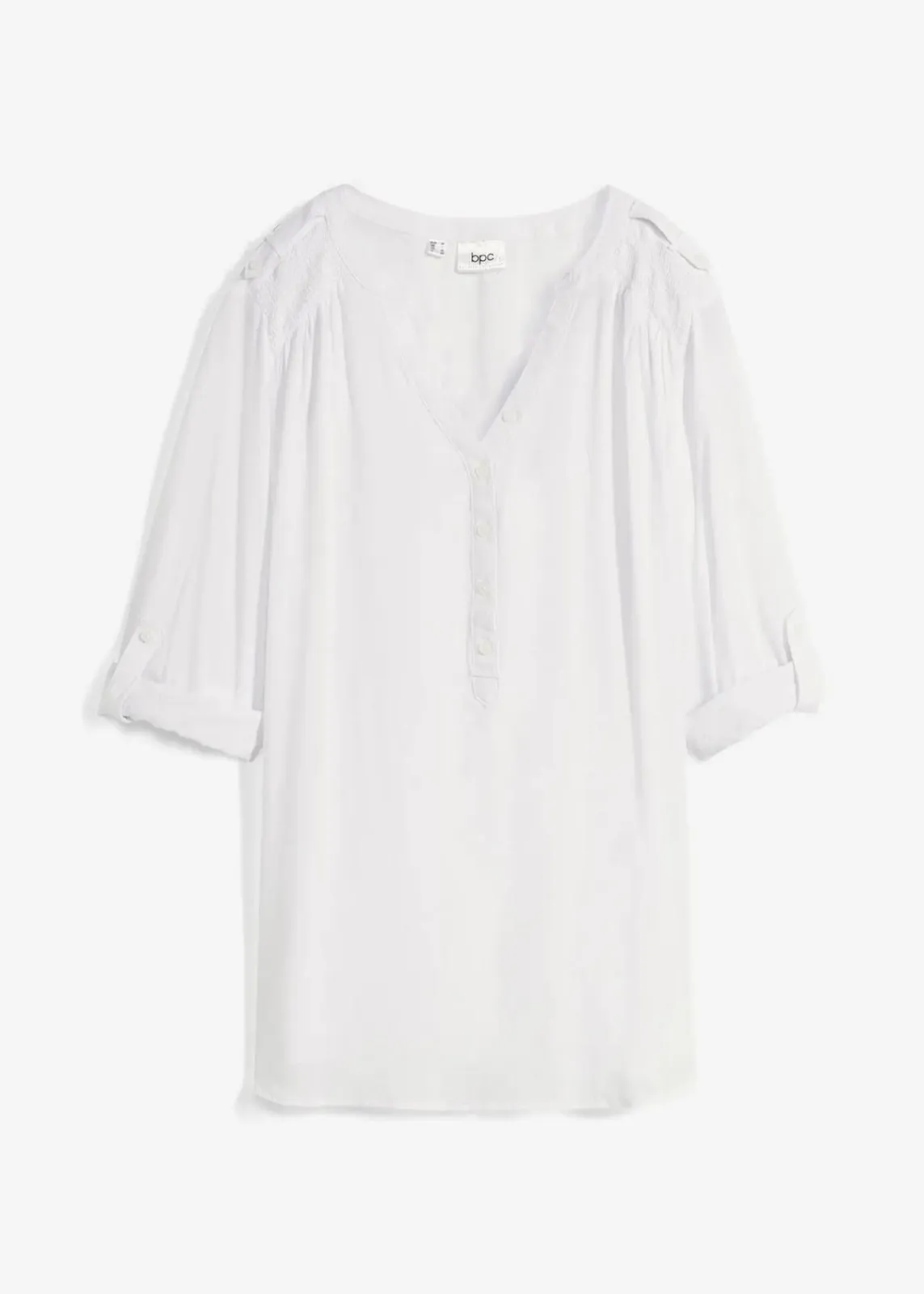 bonprix Blusen & Tuniken|Nachhaltigere Materialien^Tunikabluse aus softer Viskose weiß