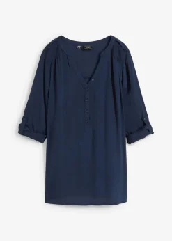 bonprix Blusen & Tuniken|Nachhaltigere Materialien^Tunikabluse aus softer Viskose dunkelblau
