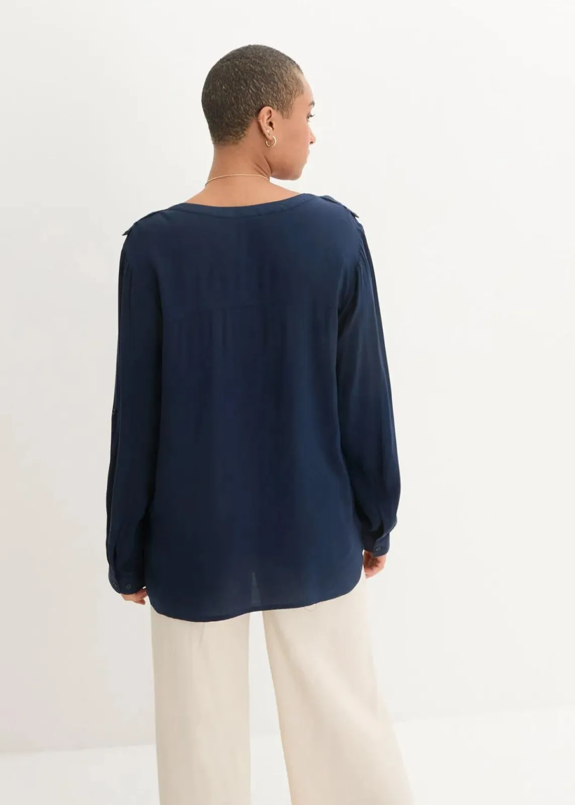 bonprix Blusen & Tuniken|Nachhaltigere Materialien^Tunikabluse aus softer Viskose dunkelblau