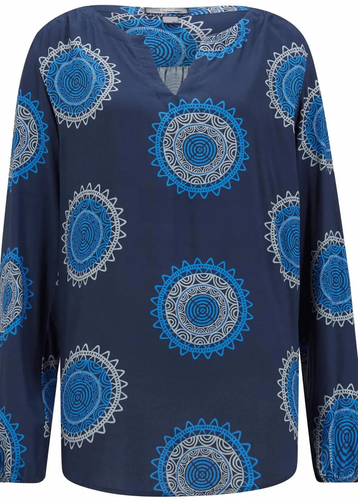 bonprix Blusen & Tuniken|Bekleidung·Jacken & Mäntel^Tunikabluse aus softer Viskose dunkelblau bedruckt