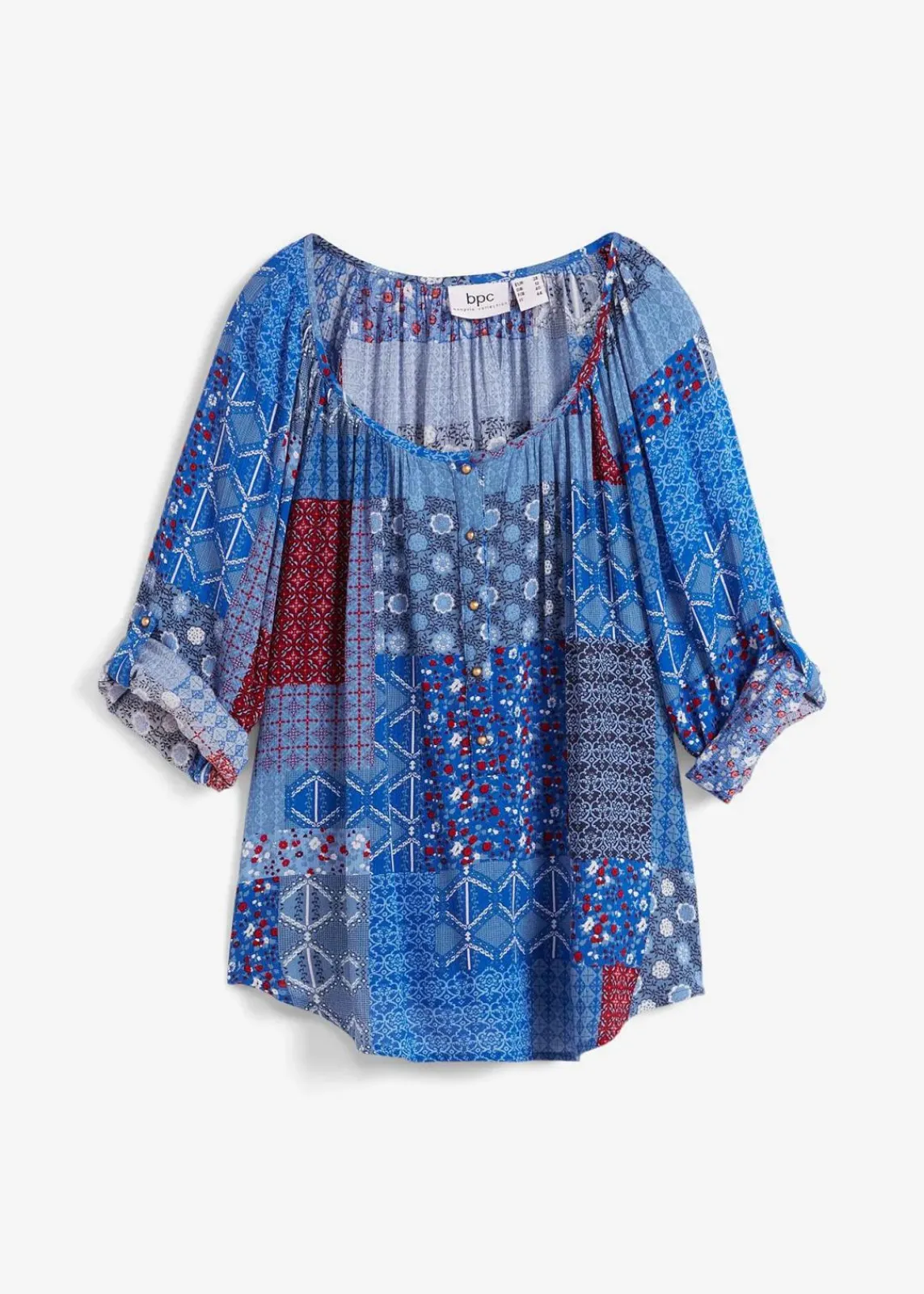 bonprix Bekleidung·Jacken & Mäntel|Blusen & Tuniken^Tunikabluse, Crincle, Langarm enzian floral