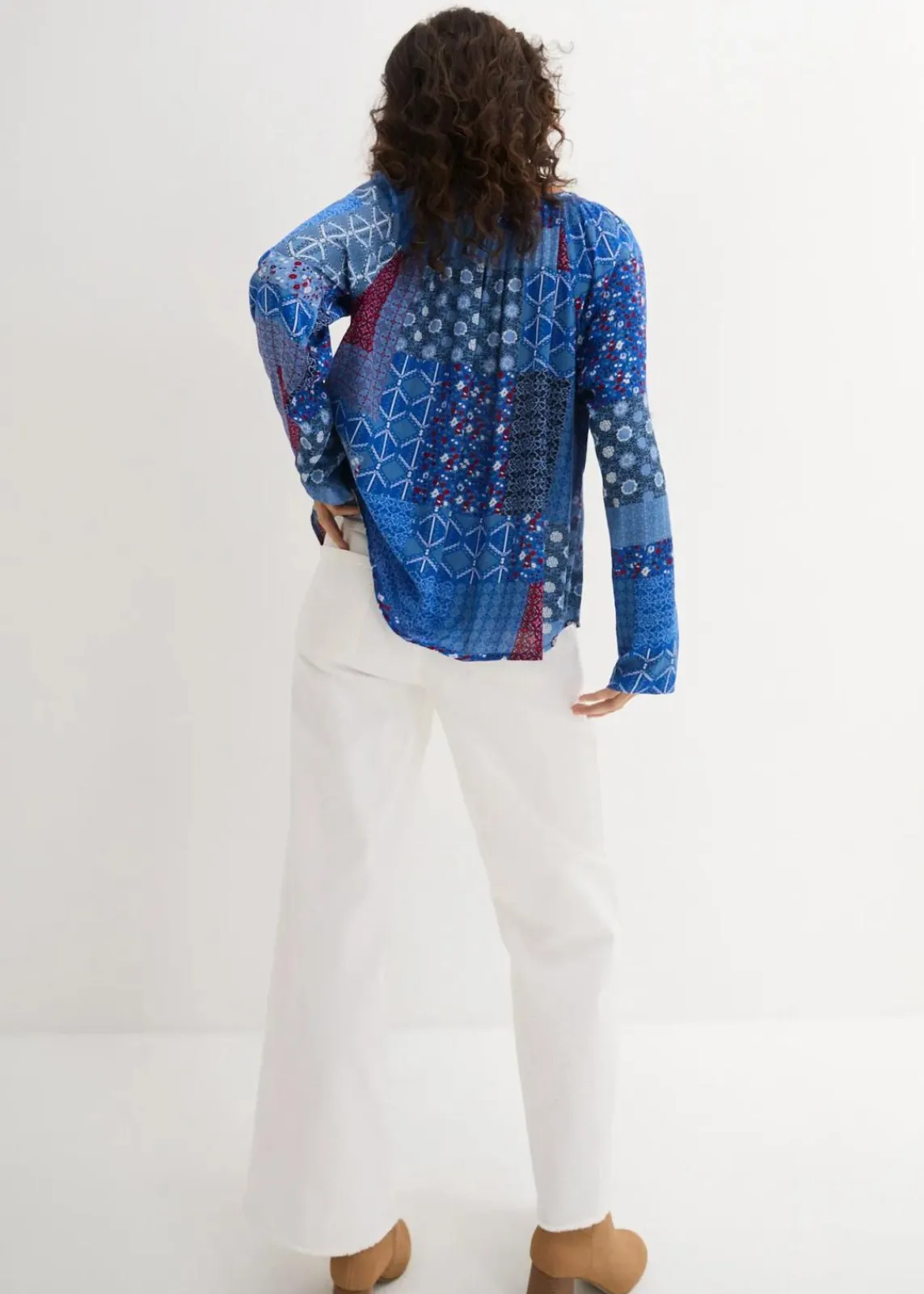 bonprix Bekleidung·Jacken & Mäntel|Blusen & Tuniken^Tunikabluse, Crincle, Langarm enzian floral