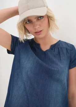 bonprix Bekleidung·Pullover & Strickjacken|Kleider^Tunika-Jeanskleid blau denim used