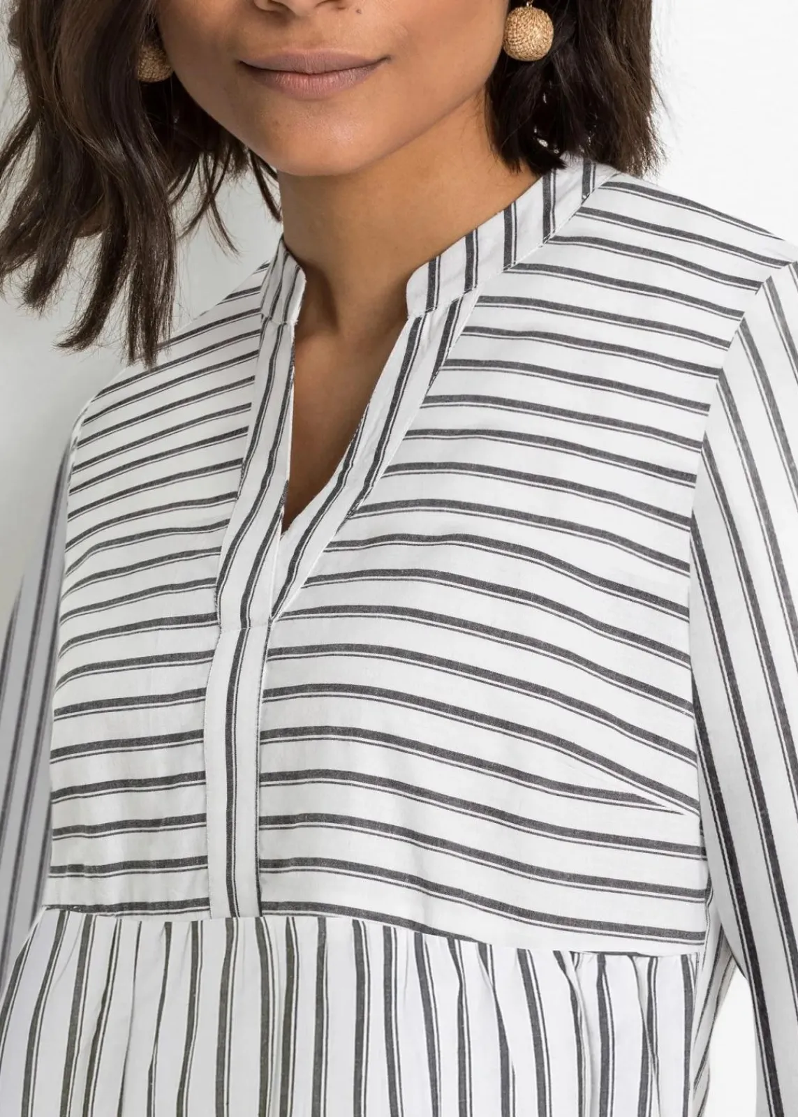 bonprix Kleider|Bekleidung·Pullover & Strickjacken^Tunika-Kleid schwarz / weiß gestreift