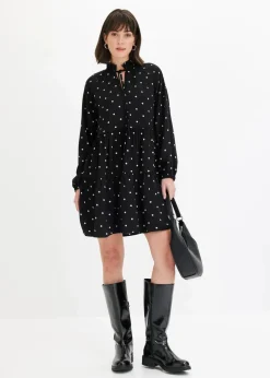 bonprix Bekleidung·Pullover & Strickjacken|Kleider^Tunika-Kleid schwarz/weiß gepunktet