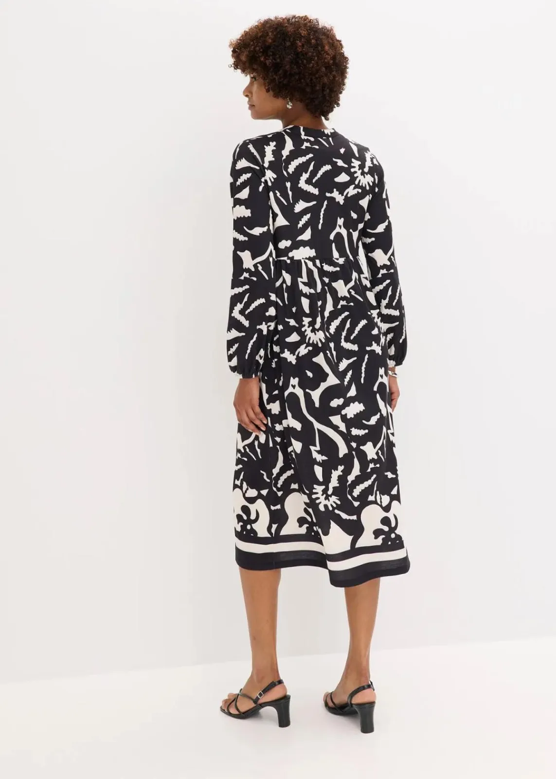 bonprix Bekleidung·Pullover & Strickjacken|Kleider^Tunika-Kleid schwarz/weiß bedruckt