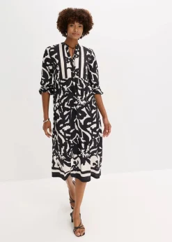 bonprix Bekleidung·Pullover & Strickjacken|Kleider^Tunika-Kleid schwarz/weiß bedruckt