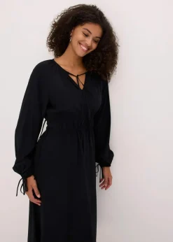 bonprix Kleider|Bekleidung·Pullover & Strickjacken^Tunika-Kleid aus fließendem Viskose-Mix schwarz
