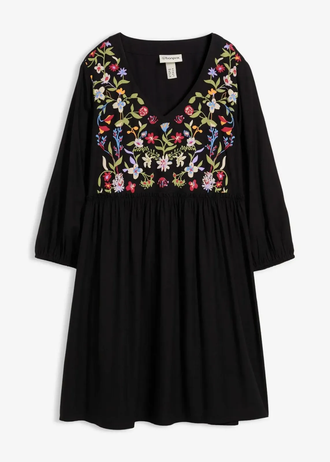 bonprix Kleider|Bekleidung·Pullover & Strickjacken^Tunika-Kleid aus fließender Viskose schwarz bedruckt