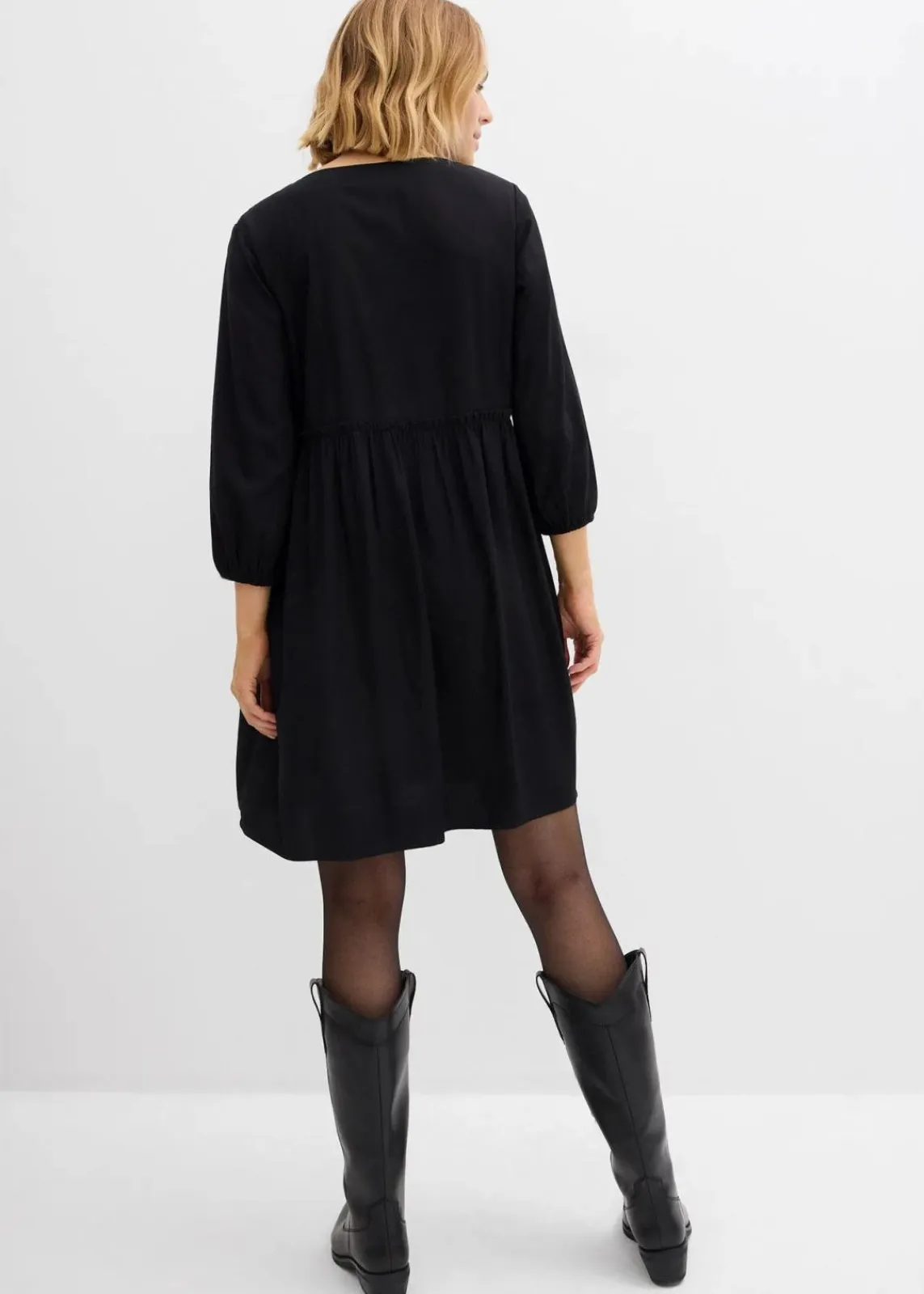 bonprix Kleider|Bekleidung·Pullover & Strickjacken^Tunika-Kleid aus fließender Viskose schwarz bedruckt