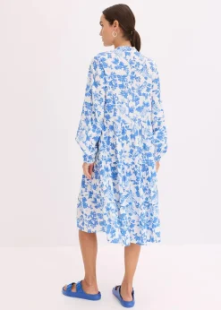 bonprix Kleider|Bekleidung·Pullover & Strickjacken^Tunika-Kleid aus fließender Viskose gletscherblau/hellblau/wollweiß