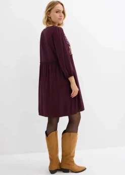 bonprix Bekleidung·Pullover & Strickjacken|Kleider^Tunika-Kleid aus fließender Viskose weinrot
