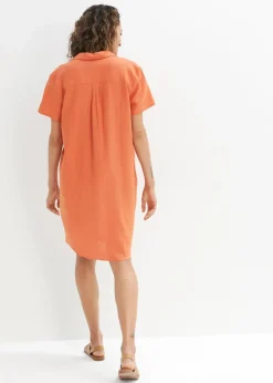 bonprix Bekleidung·Jacken & Mäntel|Blusen & Tuniken^Tunika-Kleid aus leichtem Leinen-Mix kupferorange