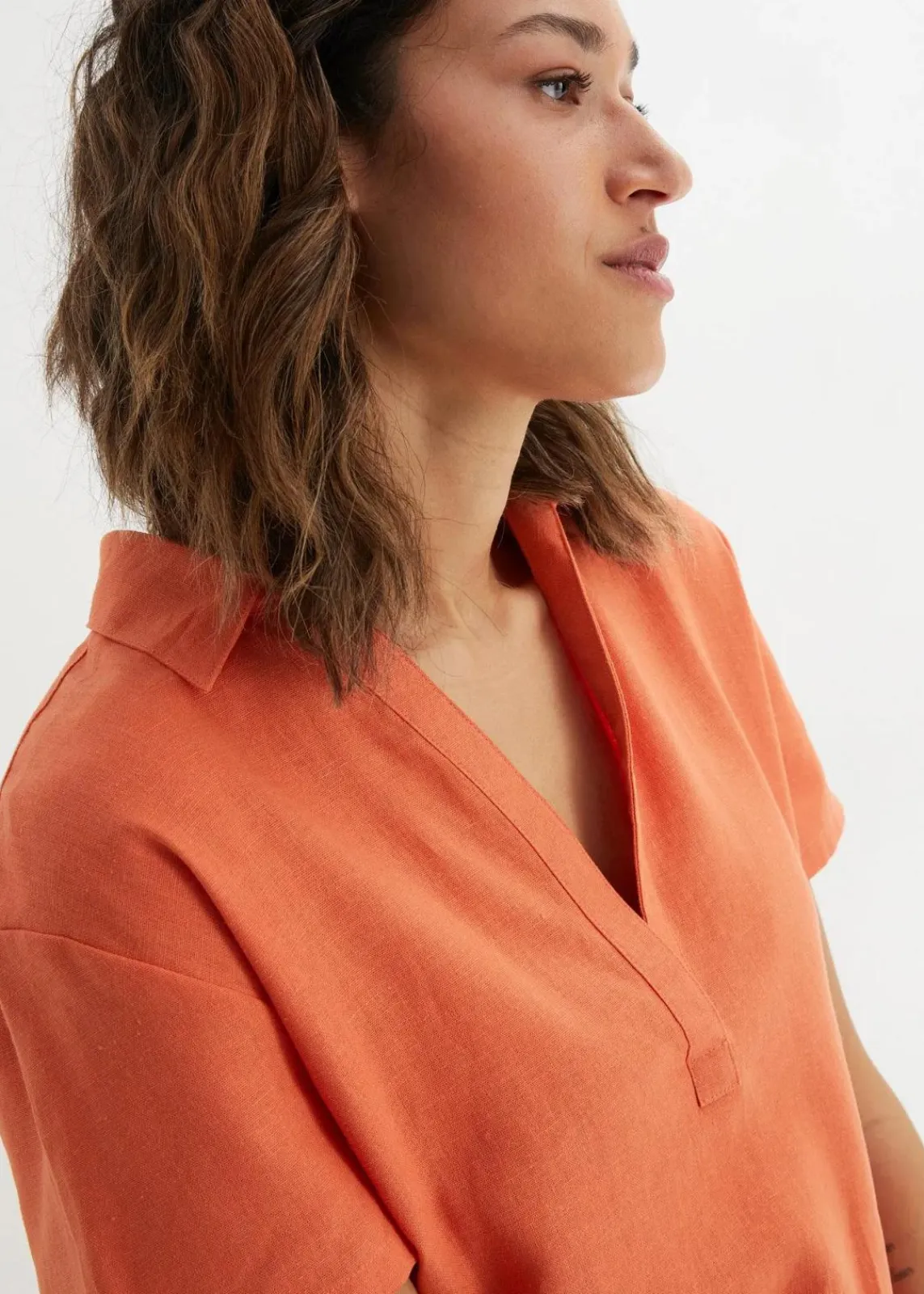 bonprix Bekleidung·Jacken & Mäntel|Blusen & Tuniken^Tunika-Kleid aus leichtem Leinen-Mix kupferorange