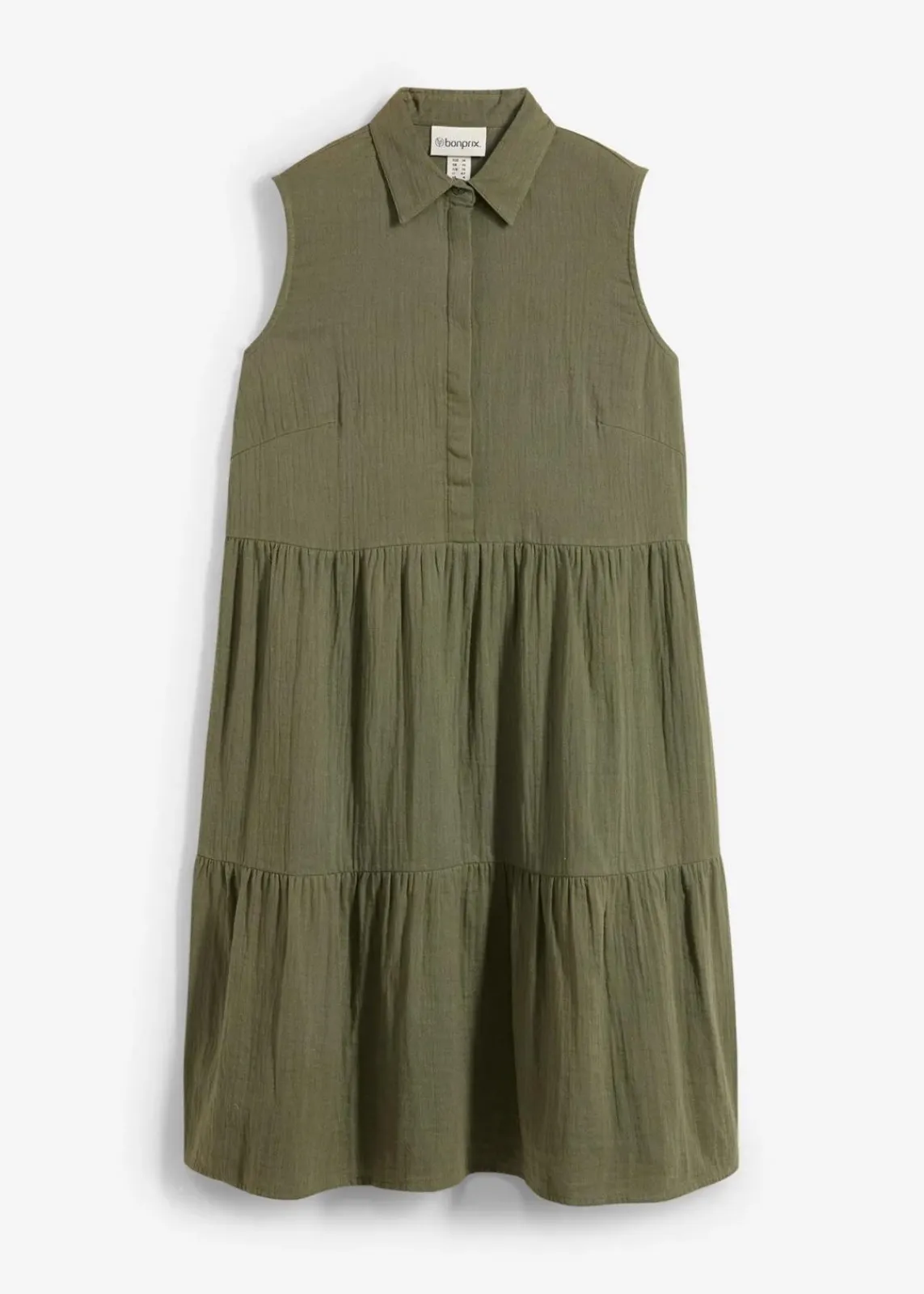 bonprix Bekleidung·Pullover & Strickjacken|Kleider^Tunika-Kleid aus luftigem Musselin dunkeloliv