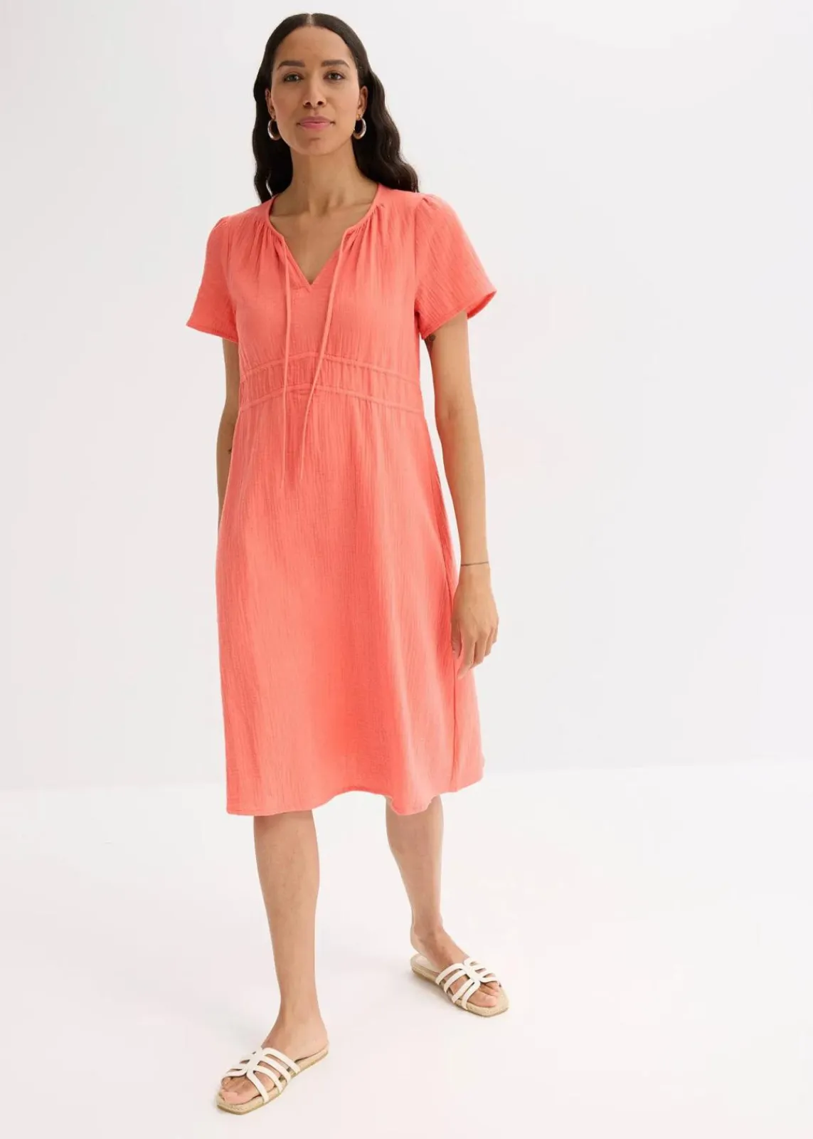 bonprix Bekleidung·Pullover & Strickjacken|Kleider^Tunika-Kleid aus Musselin helllachs