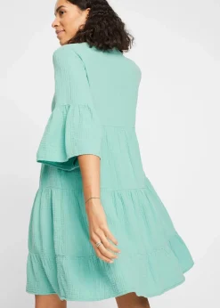 bonprix Bekleidung·Pullover & Strickjacken|Kleider^Tunika-Kleid aus reiner Baumwolle salbeigrün