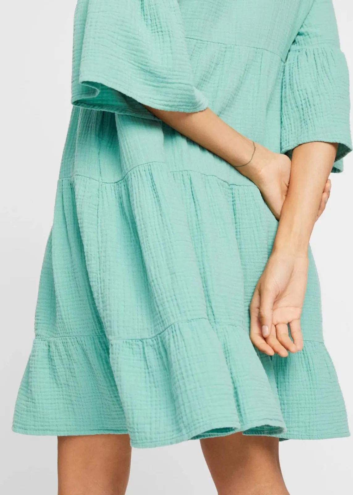 bonprix Bekleidung·Pullover & Strickjacken|Kleider^Tunika-Kleid aus reiner Baumwolle salbeigrün