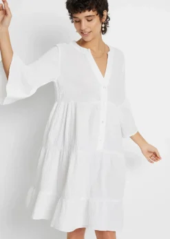 bonprix Kleider|Bekleidung·Pullover & Strickjacken^Tunika-Kleid aus reiner Baumwolle weiß