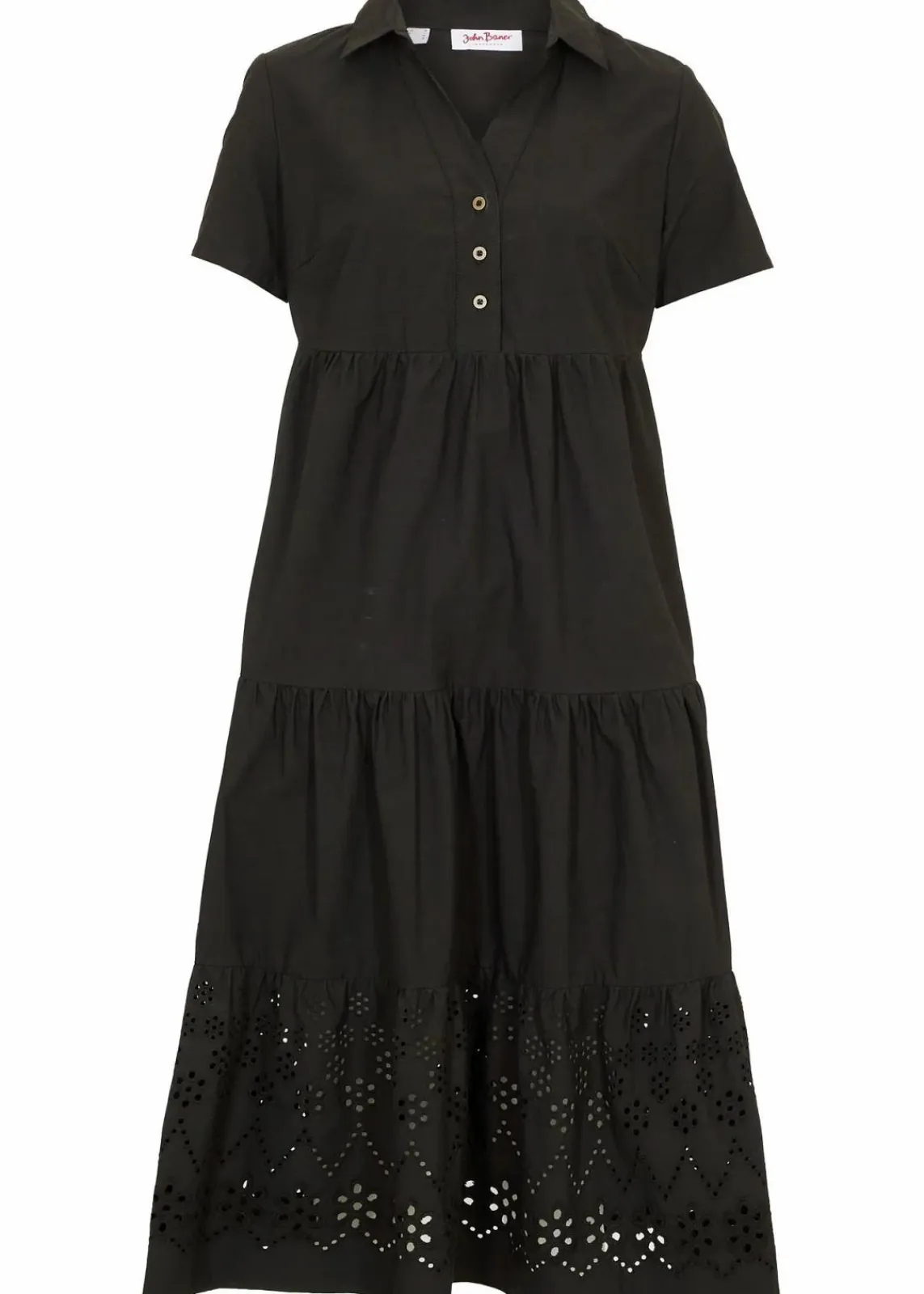 bonprix Bekleidung·Pullover & Strickjacken|Kleider^Tunika-Kleid aus reiner Baumwolle mit Lochstickerei schwarz