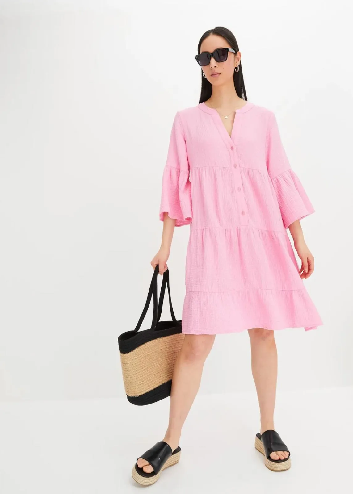bonprix Kleider|Bekleidung·Pullover & Strickjacken^Tunika-Kleid aus reiner Baumwolle rosa