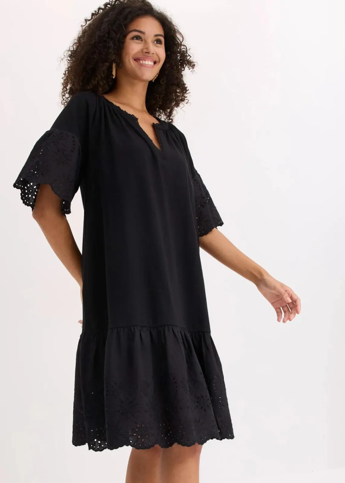bonprix Nachhaltigere Materialien|Kleider^Tunika-Kleid aus reiner Bio-Baumwolle schwarz