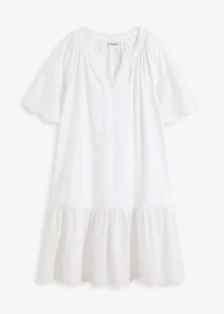 bonprix Bekleidung·Pullover & Strickjacken|Kleider^Tunika-Kleid aus reiner Bio-Baumwolle weiß