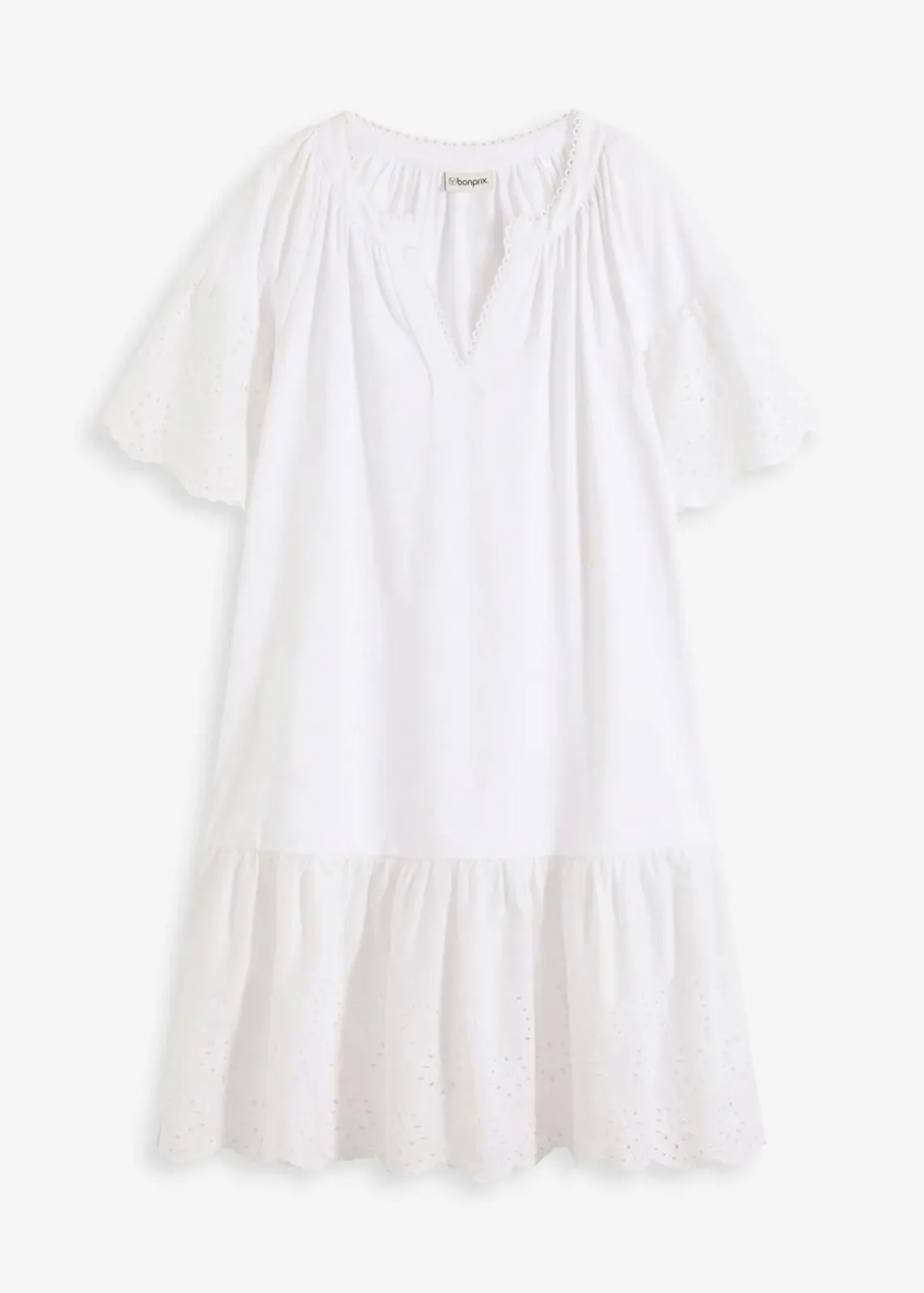 bonprix Bekleidung·Pullover & Strickjacken|Kleider^Tunika-Kleid aus reiner Bio-Baumwolle weiß