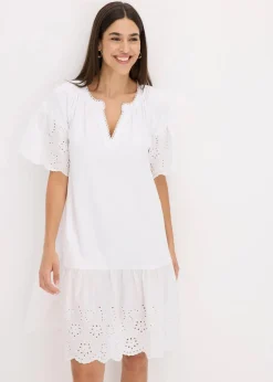 bonprix Bekleidung·Pullover & Strickjacken|Kleider^Tunika-Kleid aus reiner Bio-Baumwolle weiß
