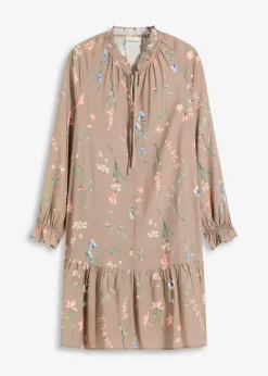 bonprix Kleider|Bekleidung·Pullover & Strickjacken^Tunika-Kleid aus reiner Viskose braun geblümt