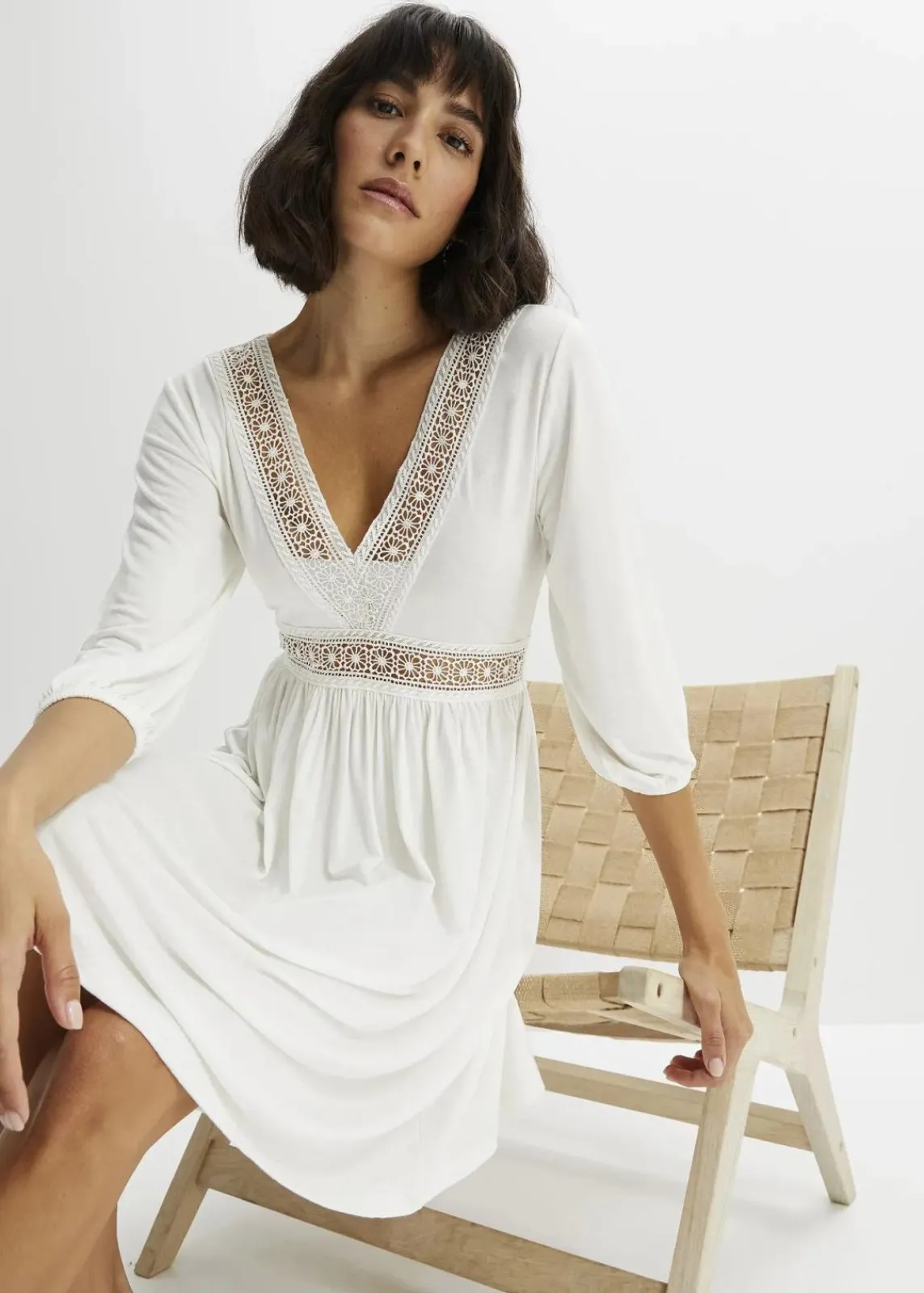 bonprix Nachhaltigere Materialien|Kleider^Tunika-Kleid aus softem Viskose-Mix weiß
