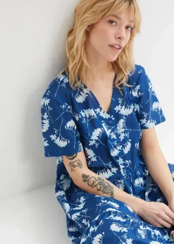 bonprix Bekleidung·Pullover & Strickjacken|Kleider^Tunika-Kleid aus sommerlich leichter Qualität enzianblau floral