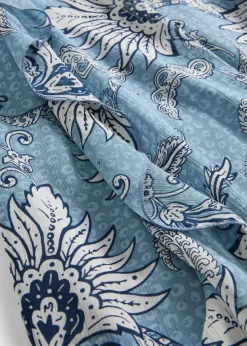 bonprix Kleider|Nachhaltigere Materialien^Tunika-Kleid aus strukturiertem Chiffon wellenblau/wollweiß bedruckt
