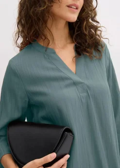 bonprix Bekleidung·Pullover & Strickjacken^Tunika-Kleid aus Viskose-Mix mit Struktur Effekt eukalyptusgrün