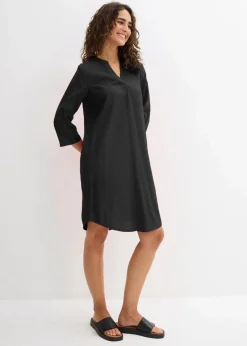 bonprix Bekleidung·Pullover & Strickjacken^Tunika-Kleid aus Viskose-Mix mit Struktur Effekt schwarz