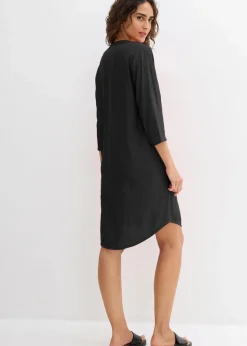 bonprix Bekleidung·Pullover & Strickjacken^Tunika-Kleid aus Viskose-Mix mit Struktur Effekt schwarz