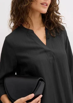bonprix Bekleidung·Pullover & Strickjacken^Tunika-Kleid aus Viskose-Mix mit Struktur Effekt schwarz
