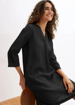 bonprix Bekleidung·Pullover & Strickjacken^Tunika-Kleid aus Viskose-Mix mit Struktur Effekt schwarz