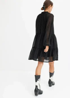 bonprix Bekleidung·Pullover & Strickjacken|Kleider^Tunika-Kleid mit Glitzereffekt schwarz