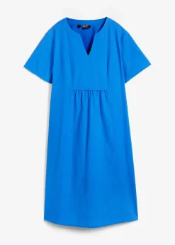 bonprix Bekleidung·Pullover & Strickjacken|Kleider^Tunika-Kleid mit Taschen aus Leinen-Baumwoll-Mix azurblau