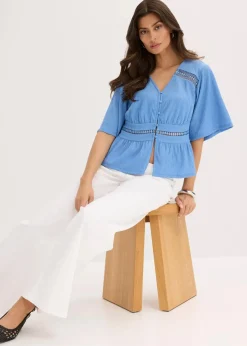 bonprix Shirts & Tops^Tunika-Shirt mit Spitze mittelblau