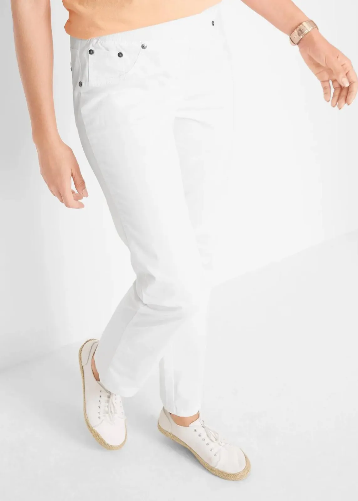bonprix Bekleidung·Kleider|Hosen^Twill Treggings aus elastischem Baumwoll-Mix weiß