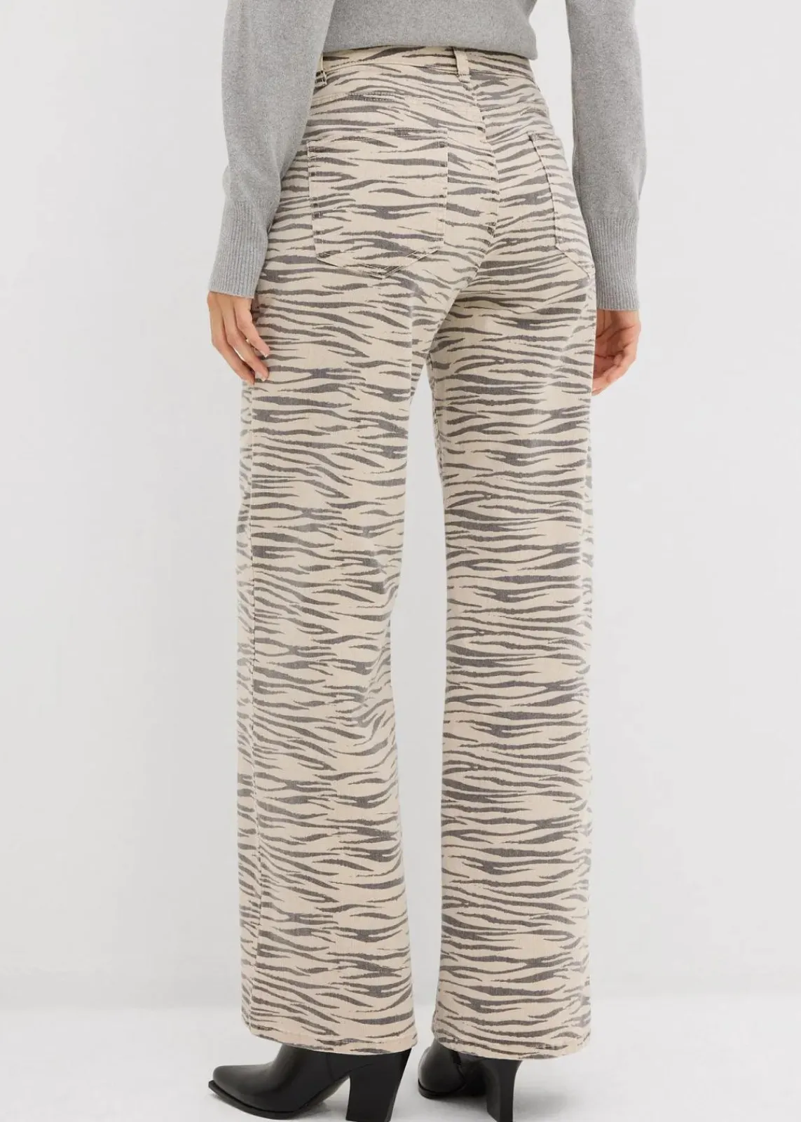 bonprix Hosen^Twillhose aus elastischem Baumwoll-Mix steingrau/schiefergrau zebra
