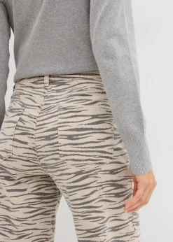 bonprix Hosen^Twillhose aus elastischem Baumwoll-Mix steingrau/schiefergrau zebra