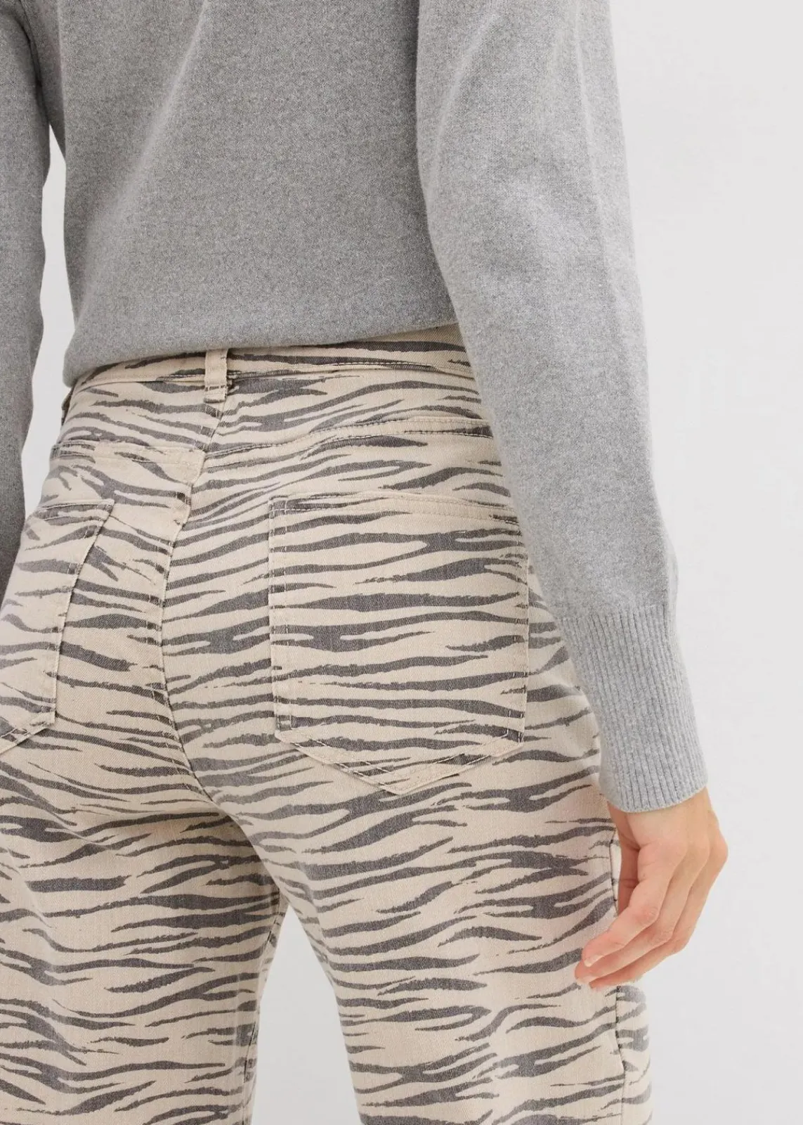 bonprix Hosen^Twillhose aus elastischem Baumwoll-Mix steingrau/schiefergrau zebra