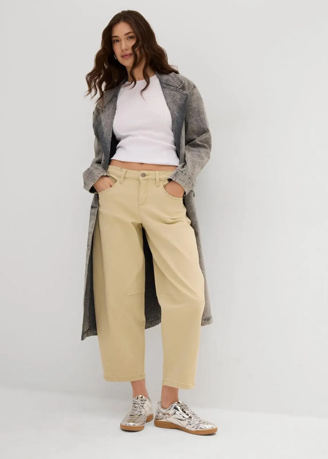 bonprix Bekleidung·Kleider|Hosen^Twillhose aus elastischem Baumwoll-Mix grünbeige